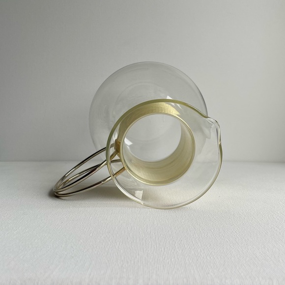 Vintage, MCM Minimalist Glass Carafe with Brass Handle - Picture 5 of 10